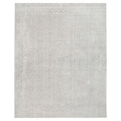 Alfombra Sobredimensionada de Jacquard Fino Tejido a Mano de Lana y Seda Beige 11'10 "x14'9