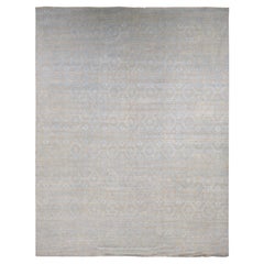 11'10 "x15' Tappeto marrone in lana e seta tono su tono con disegno di rosette annodato a mano