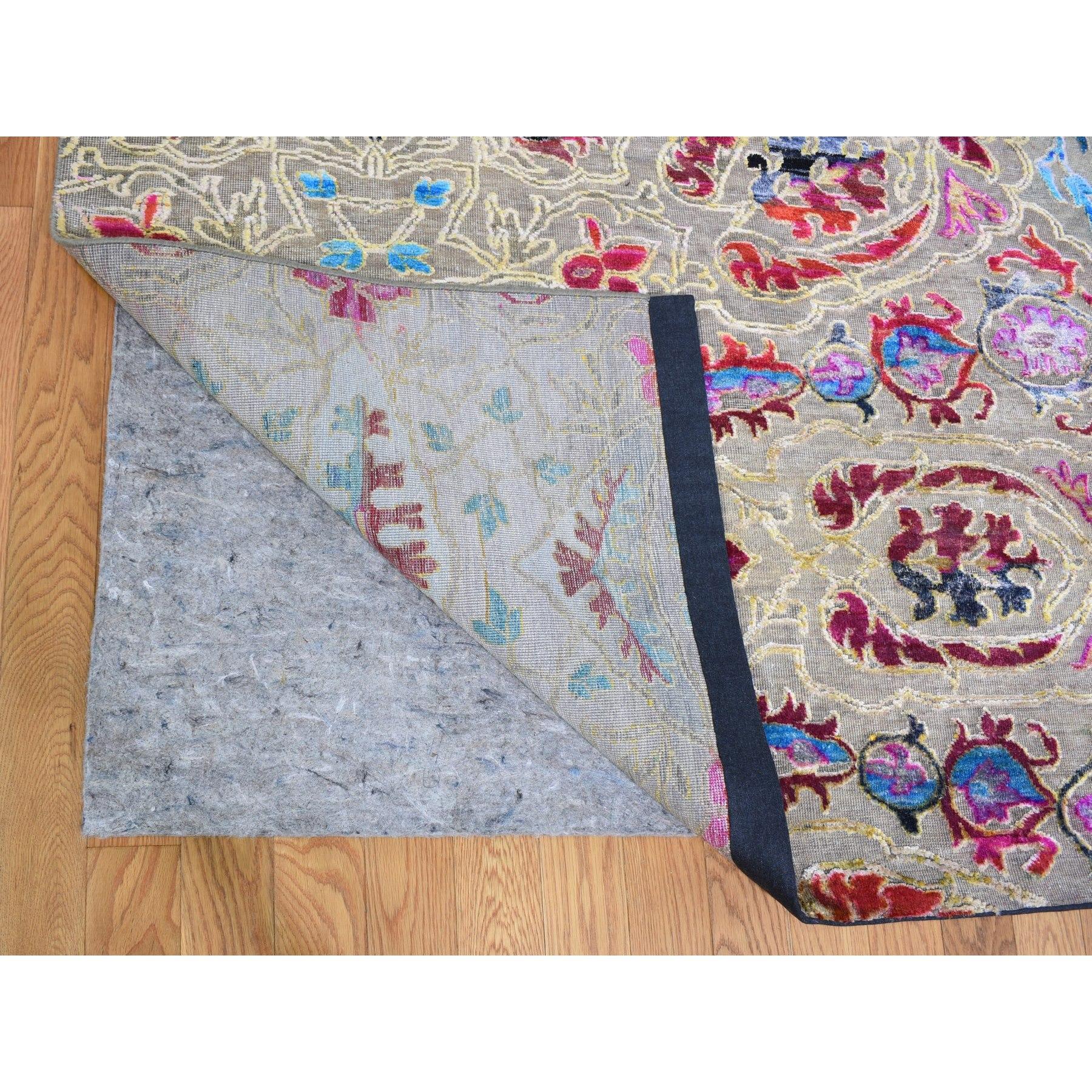 Alfombra Maharaja de Seda Sari y Lana Texturizada de Gran Colorido 11'10 