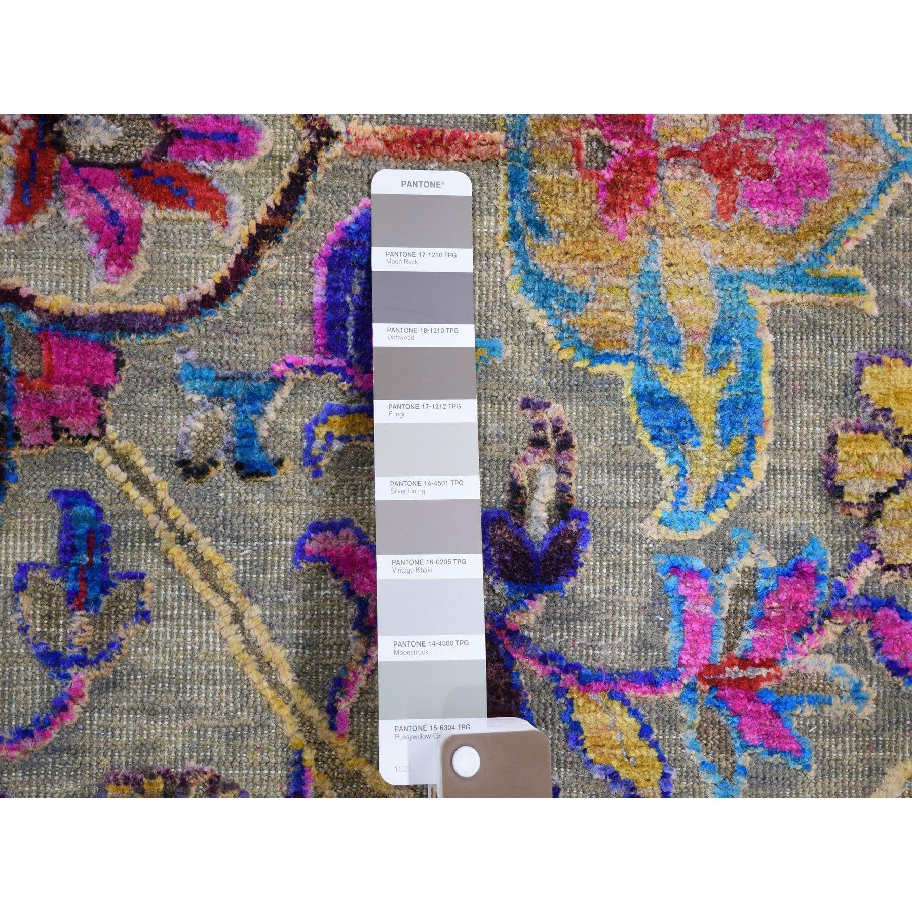 Alfombra Maharaja de Seda Sari y Lana Texturizada de Gran Colorido 11'10 