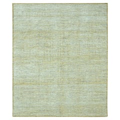 11'10"x15' Yellow Oxidized and Distressed Grass Design Hand Knotted Wool Rug