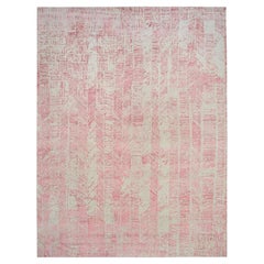 11
10 "x15
1" Rose Pink, Jacquard Hand gewebt, Wolle und Kunstseide, Übergröße Teppich