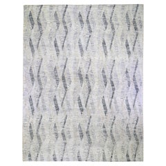 11'10"x15'2" DIMENSIONAL CURTAINS Gray Oversized Silk With Textured Wool Rug