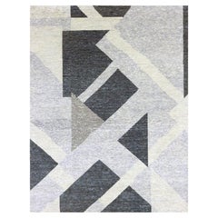 11'10 "x15'2" Gris, Art Deco Collection, Pure Wool Hand Knotsted Oversized Rug (tapis surdimensionné en pure laine)