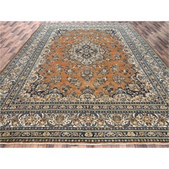 11'10"x15'2" Tawny Brown Hand Knotted Wool Vintage Persian Mashad Oriental Rug
