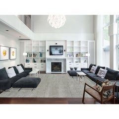 11'10"x15'4" Templeton Gray Undyed Wool Hand Knotted Grass Oversized Oriental Ru