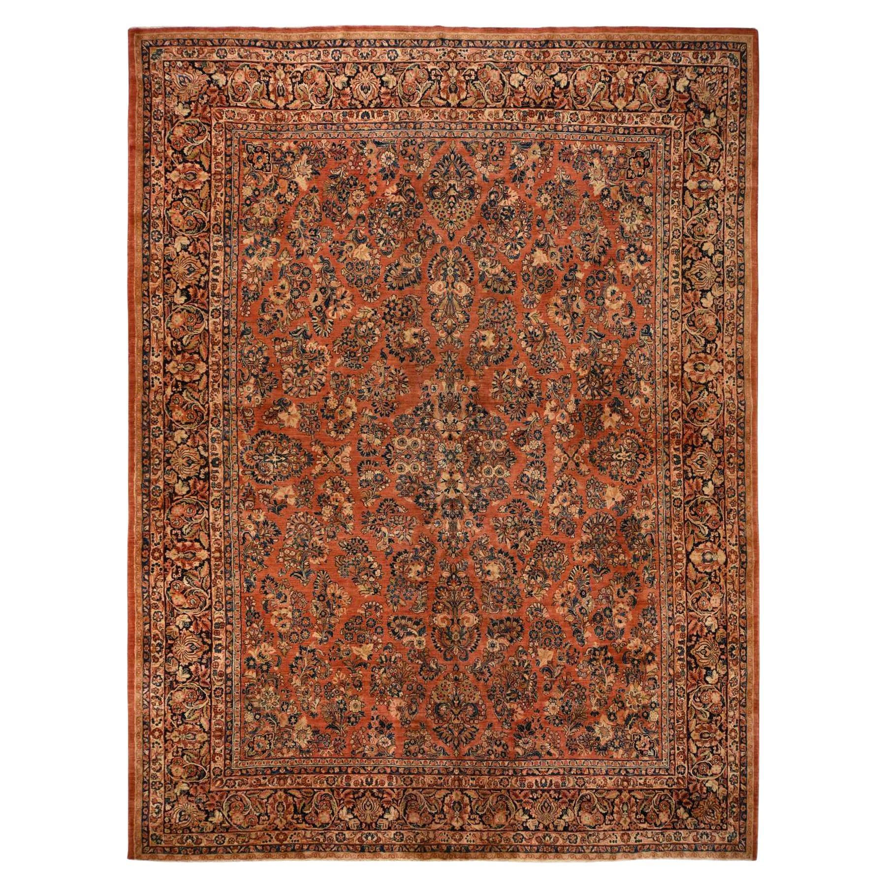 11'10"x15'6" Red Antique Persian Sarouk All Wool Hand Knotted Clean Oriental Rug