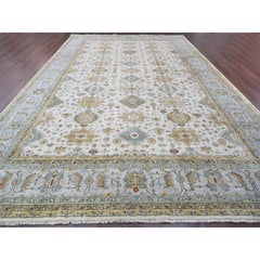 11'10"x17'10" Ivory Hand Knotted Wool Karjihooz Design Oversized Oriental Rug
