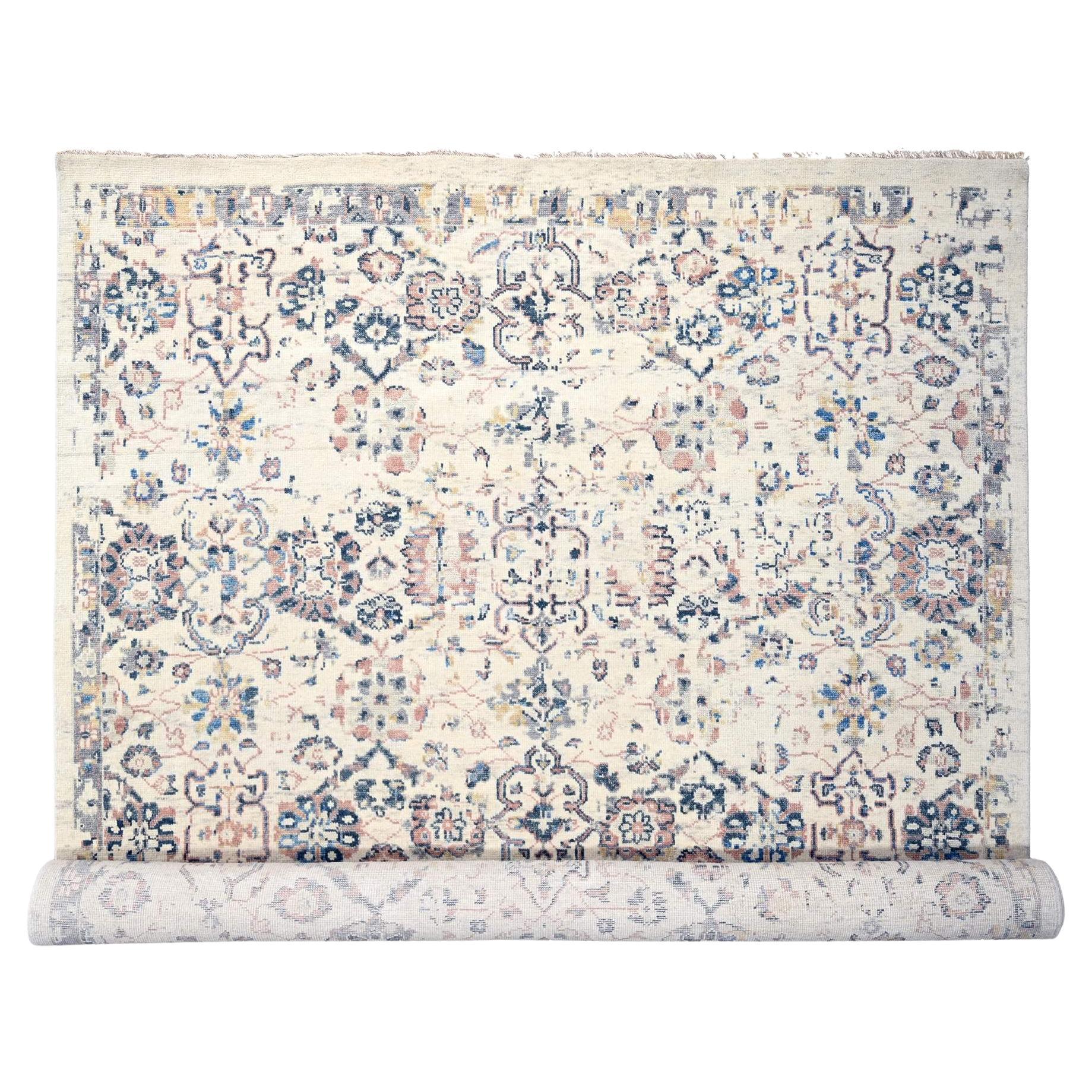 11'10"x17'8" Elfenbein Supple Kollektion Mahal Design 100% Wolle Handgeknüpfter Teppich