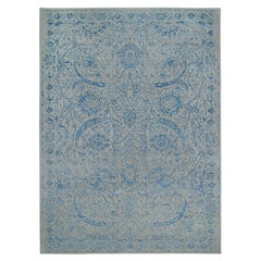 11
10 "x18
 Grigio, Tappeto jacquard fine lavorato a mano, in lana e seta, di grandi dimensioni