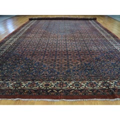 11'10"x23'4" Red Antique Zoroastrian Bibikabad Hand-Knotted Gallery Size Rug