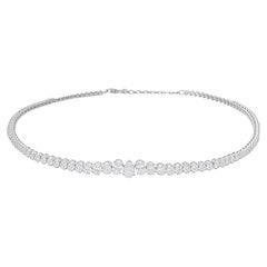 11.11 Carat SI Clarity HI Color Pear Oval Diamond Necklace 14 Karat White Gold