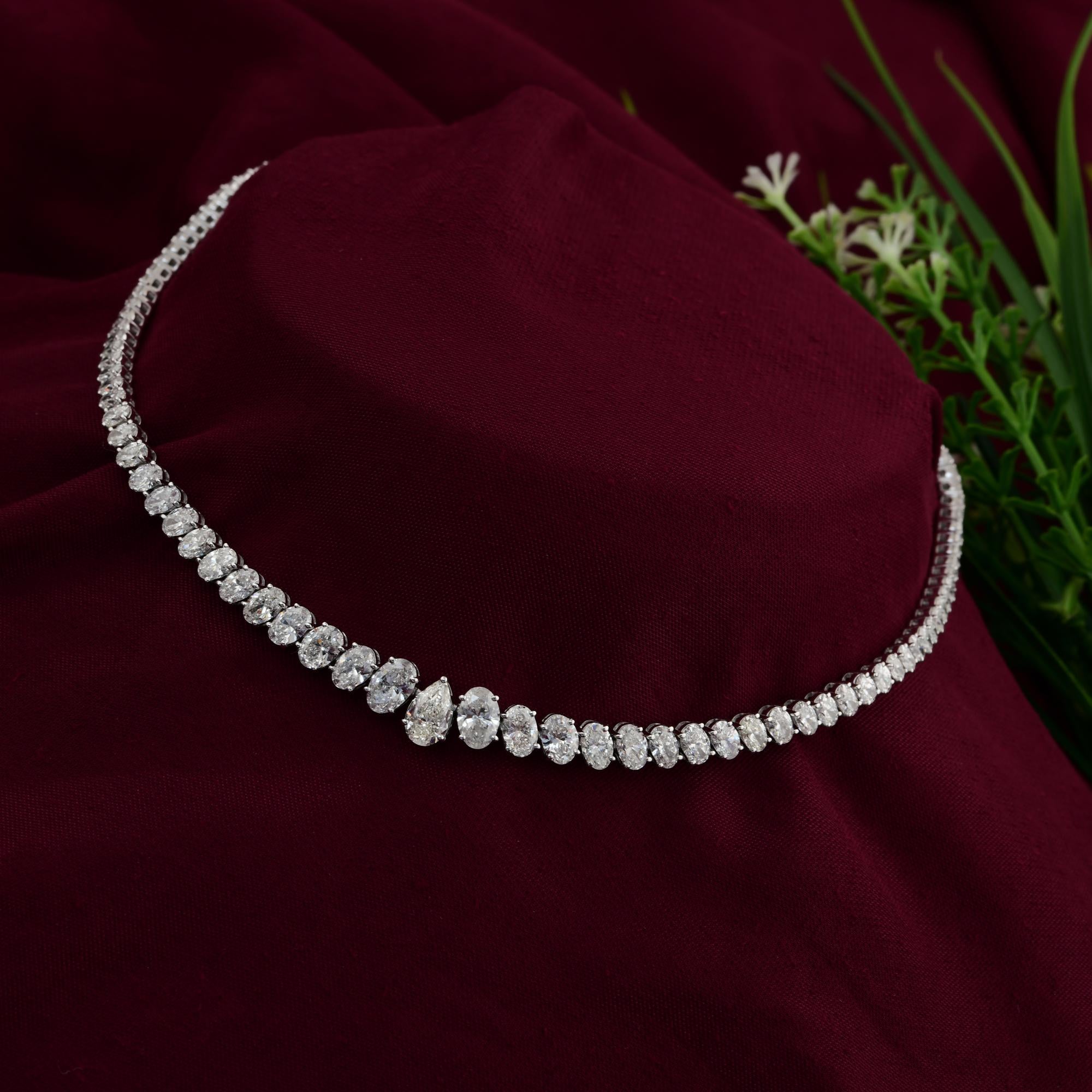 11,11 Karat SI Reinheit HI Farbe Birne Oval Diamant-Halskette 18 Karat Weißgold (Tropfenschliff) im Angebot