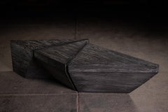 1111 Geometric Coffee Table in Solid Vintage Black Oak by No Age Studio