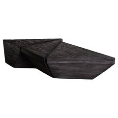 1111 Geometric Coffee Table in Solid Vintage Black Oak by No Age Studio