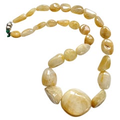 1111.20 Carats Big Size Yellow Sapphire Plain Tumbled Natural Gemstone Necklace