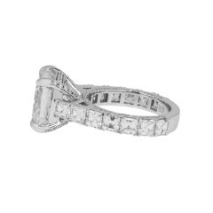 11.13 Carat Asscher Diamond Ring Brilliant White 18K White Gold