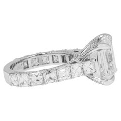 11.13 Carat Asscher Diamond Ring Brilliant White 18K White Gold