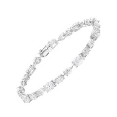 11.13 Carat SI Clarity Multi Shape Diamond Bracelet 18 Karat White Gold Jewelry
