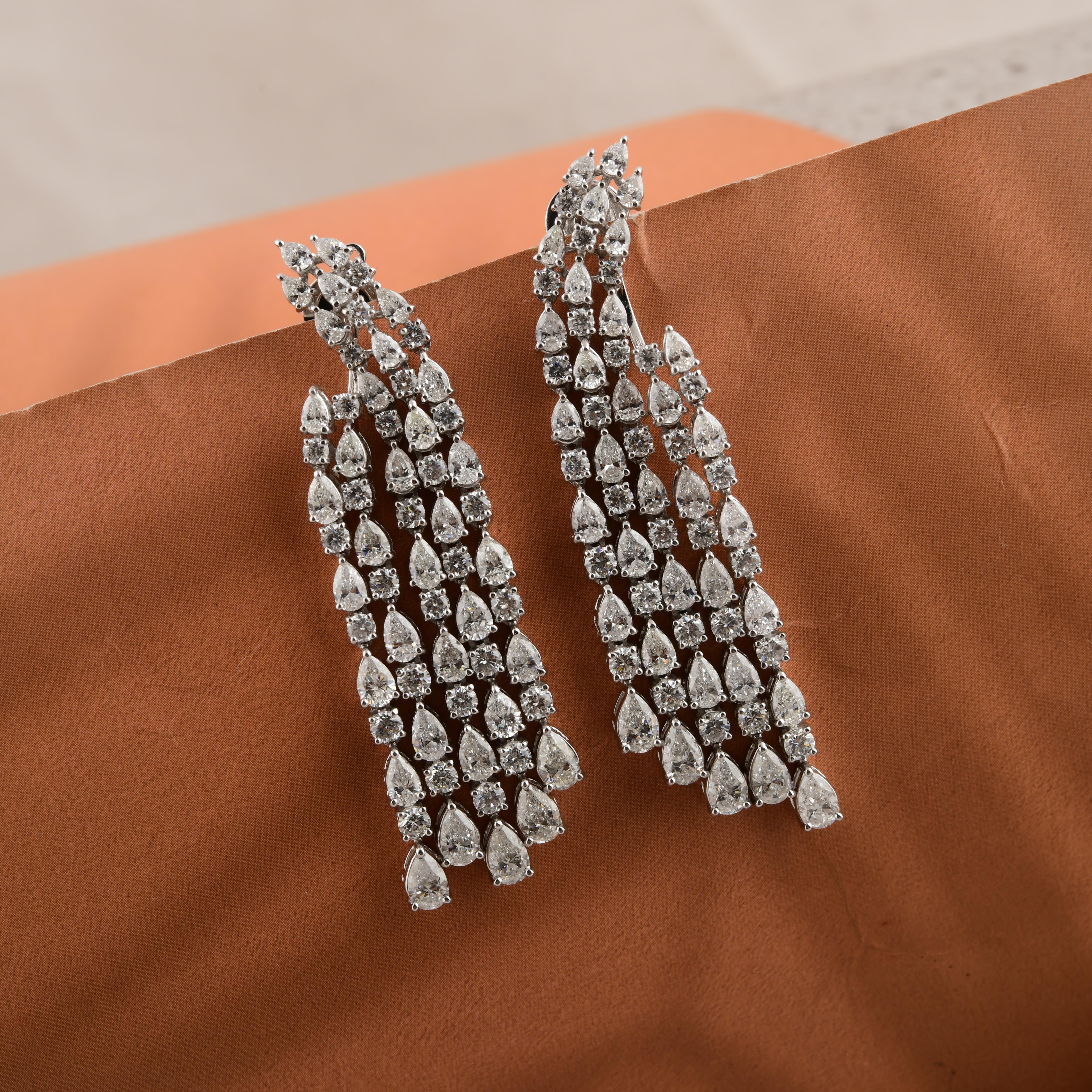 11.14 Carat SI/HI Diamond Chandelier Dangle Earrings 14k White Gold Fine Jewelry In New Condition For Sale In Diera, Dubai