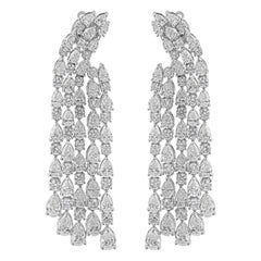 11.14 Carat SI/HI Diamond Chandelier Dangle Earrings 14k White Gold Fine Jewelry