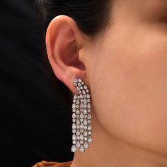 11.14 Carat SI/HI Diamond Waterfall Dangle Earrings 18k White Gold Fine Jewelry