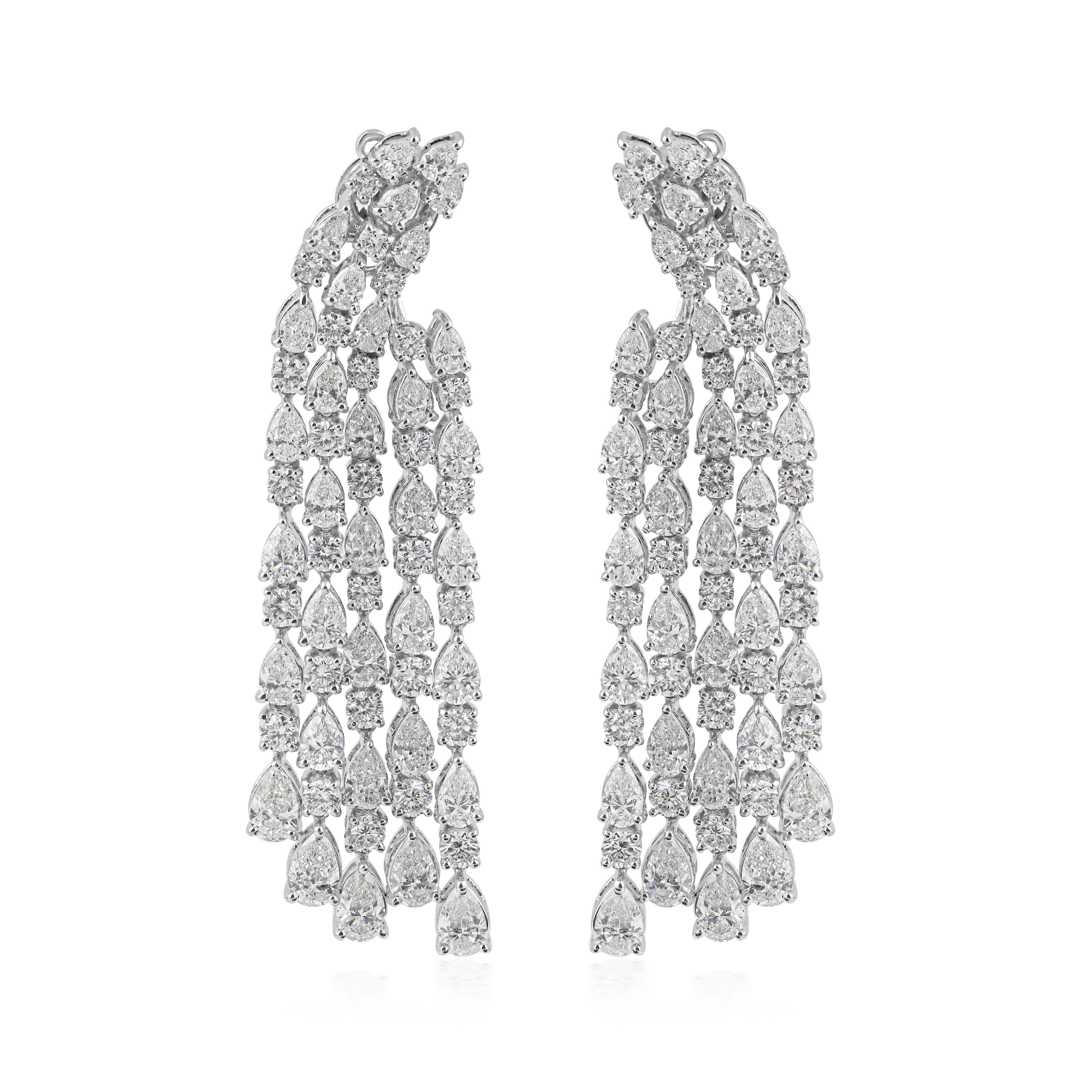 De las mujeres Pendientes colgantes de diamantes SI/HI de 11,14 quilates y oro blanco de 18k Joyería fina en venta