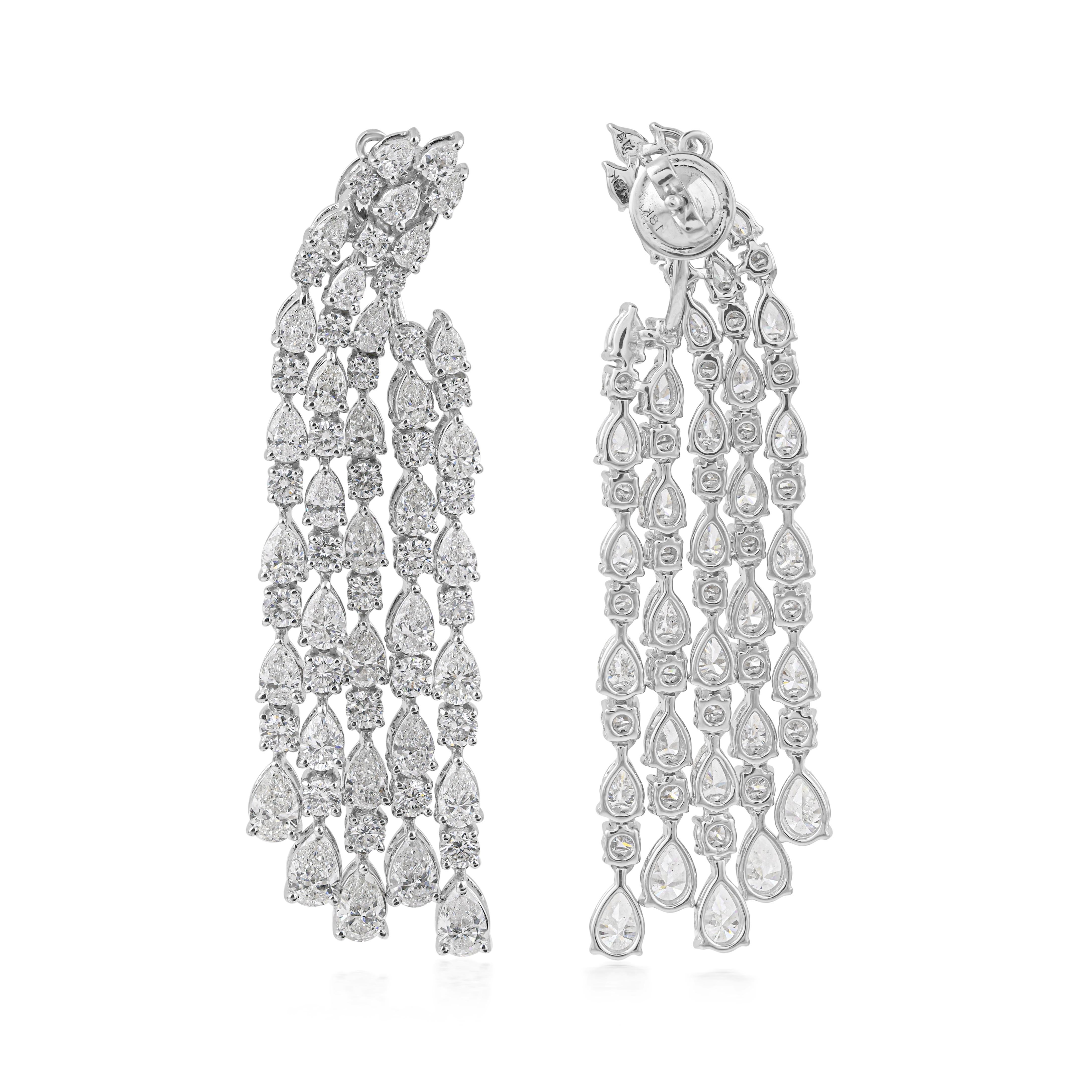 Pendientes colgantes de diamantes SI/HI de 11,14 quilates y oro blanco de 18k Joyería fina en venta 1