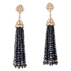 111.42 Carat Diamond 18 Karat Gold Tassel Earrings