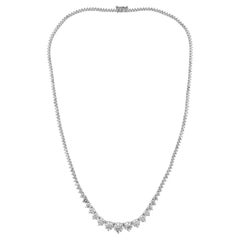 Collana a catena con diamanti tondi graduati 11,14ct in oro bianco 14K