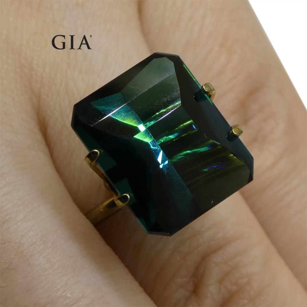 11.14 Carat Octagonal/Emerald Cut Indicolite Blue Tourmaline GIA Certified For Sale 9