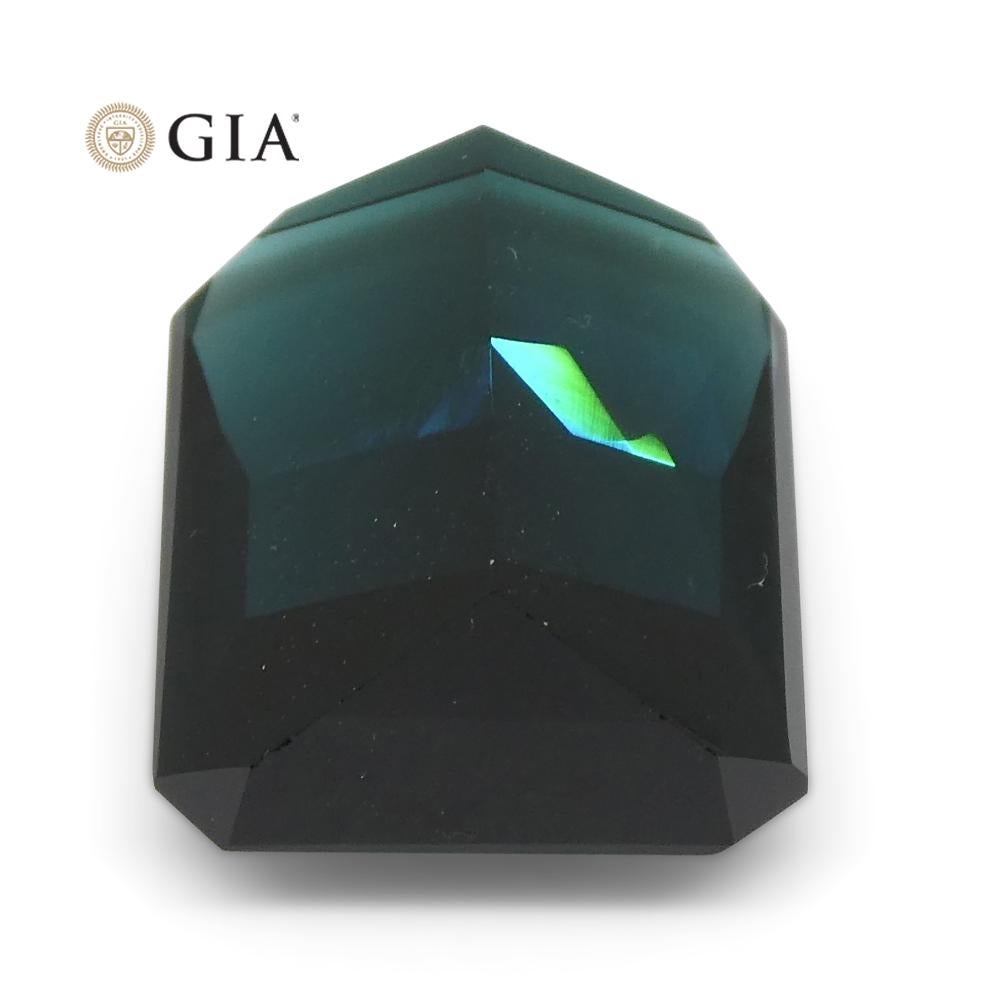 11.14 Carat Octagonal/Emerald Cut Indicolite Blue Tourmaline GIA Certified For Sale 3