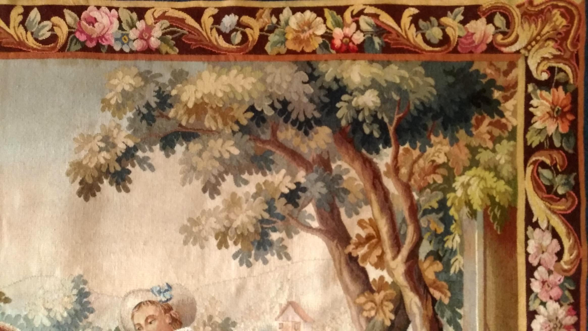 19th Century Tapestry Gallant Scene - N° 1115 In Excellent Condition For Sale In Paris, FR