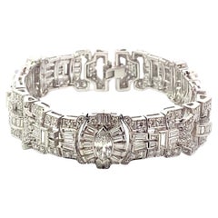Vintage 11.15 Carat Platinum Diamond Art Deco Bracelet