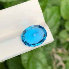 11,15 carati Pietra Topazio Blu Neon Taglio Ovale Gemma Naturale del Madagascar