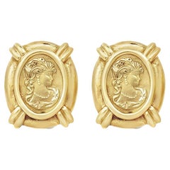 Orecchini a clip con cammeo da 11,15 grammi in oro giallo 18 carati