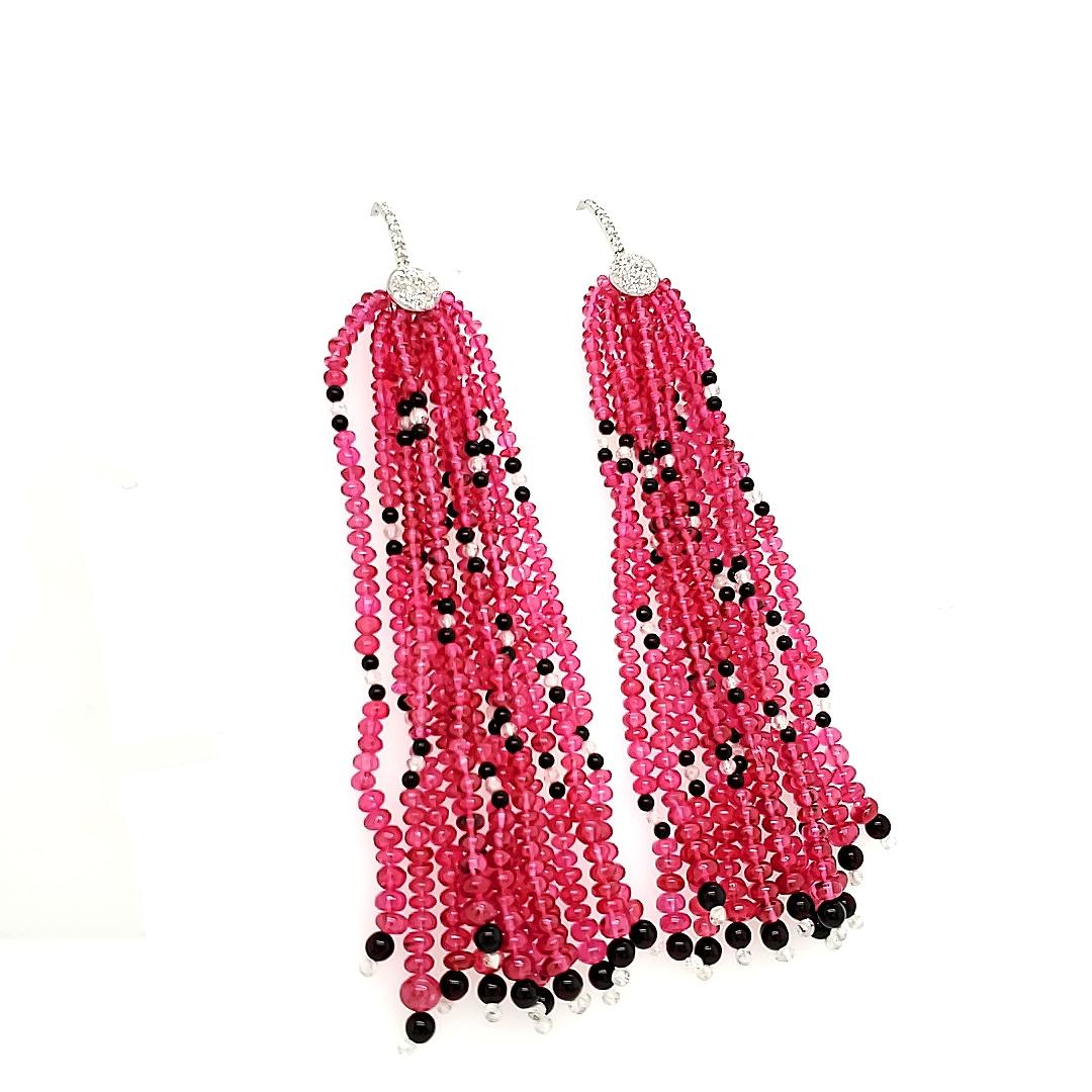 hot pink beaded earrings