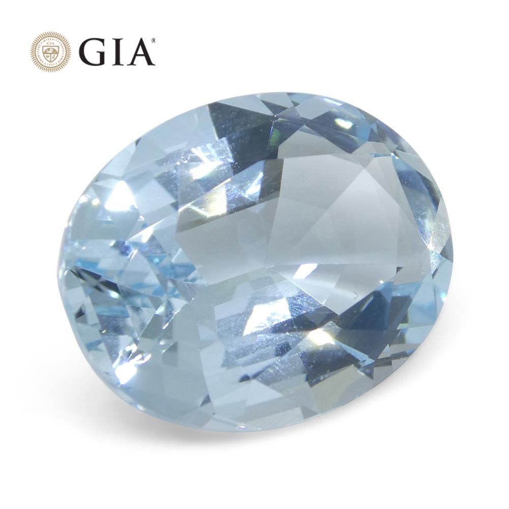 11.16ct Oval Blue Aquamarine GIA Certified Brazil Unheated For Sale 5
