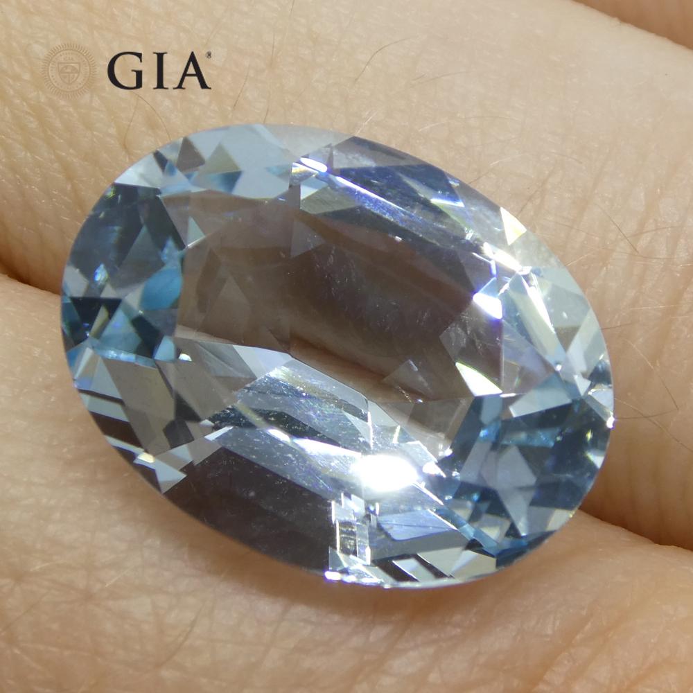 11.16ct Oval Blue Aquamarine GIA Certified Brazil Unheated  For Sale 10