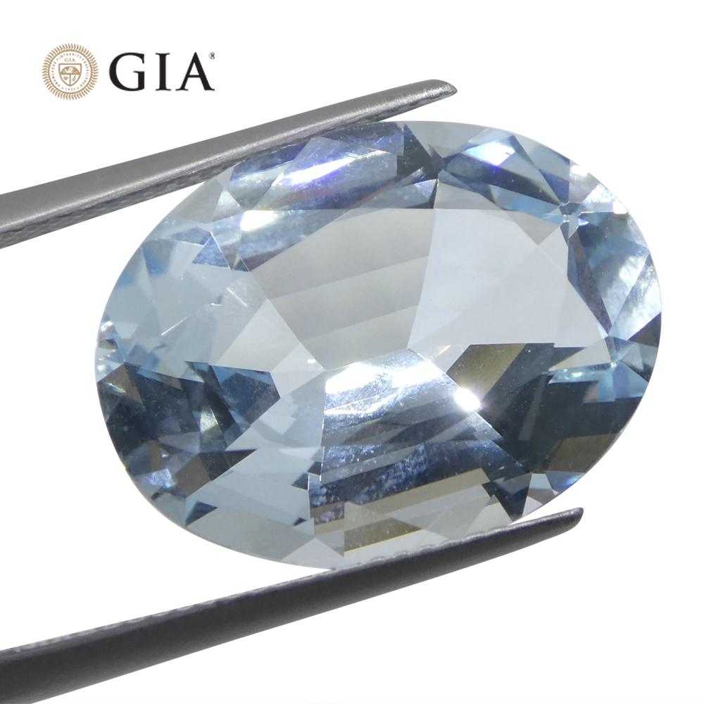 11.16ct Oval Blue Aquamarine GIA Certified Brazil Unheated  In New Condition For Sale In Toronto, Ontario