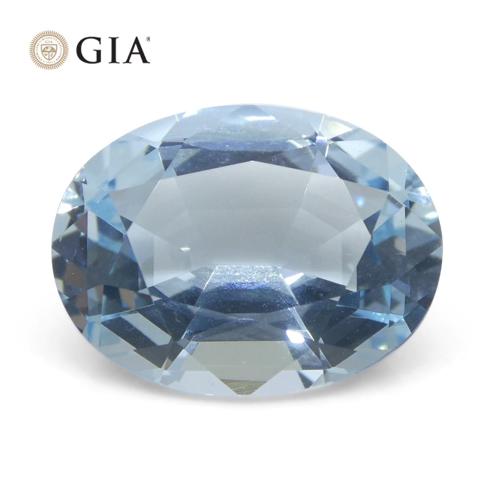 Women's or Men's 11.16ct Oval Blue Aquamarine GIA Certified Brazil Unheated  For Sale