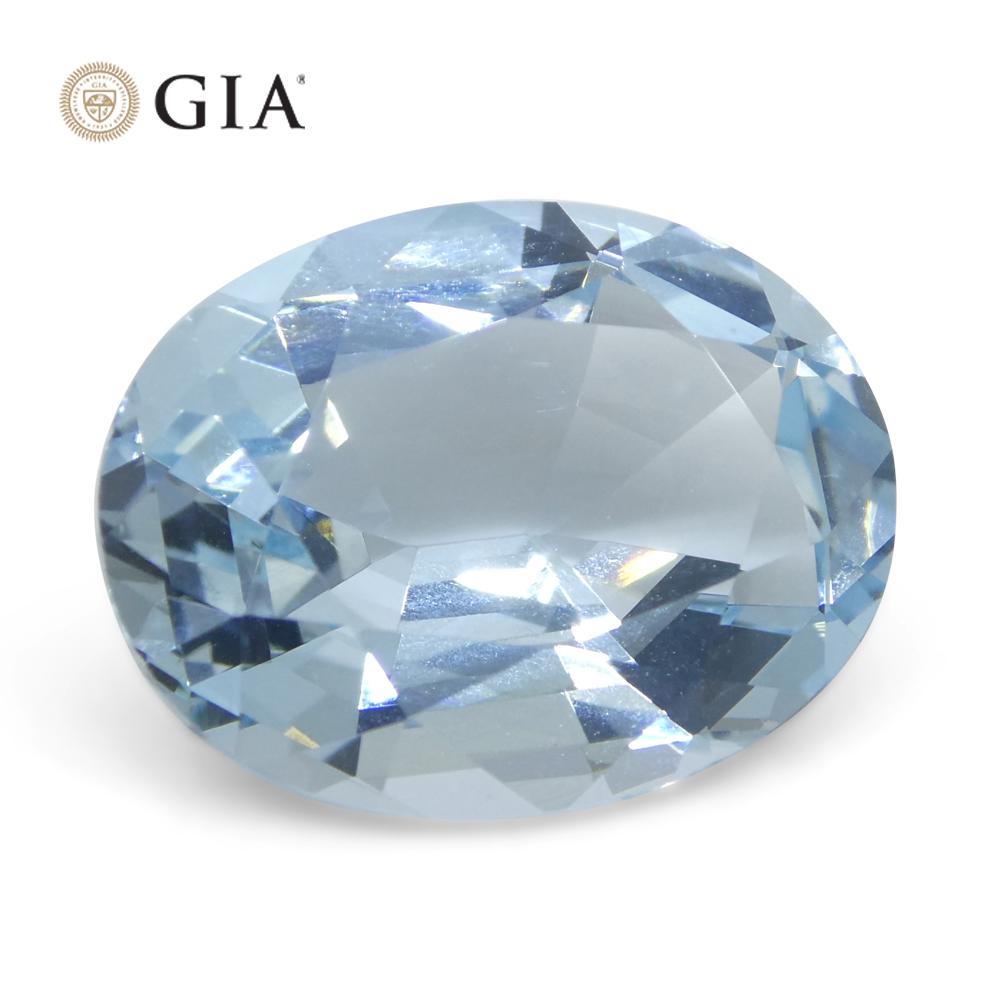 11.16ct Oval Blue Aquamarine GIA Certified Brazil Unheated  For Sale 1