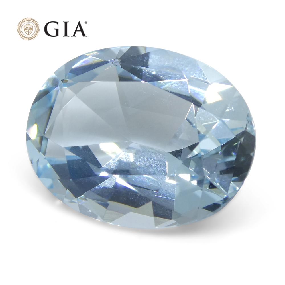 11.16ct Oval Blue Aquamarine GIA Certified Brazil Unheated  For Sale 2