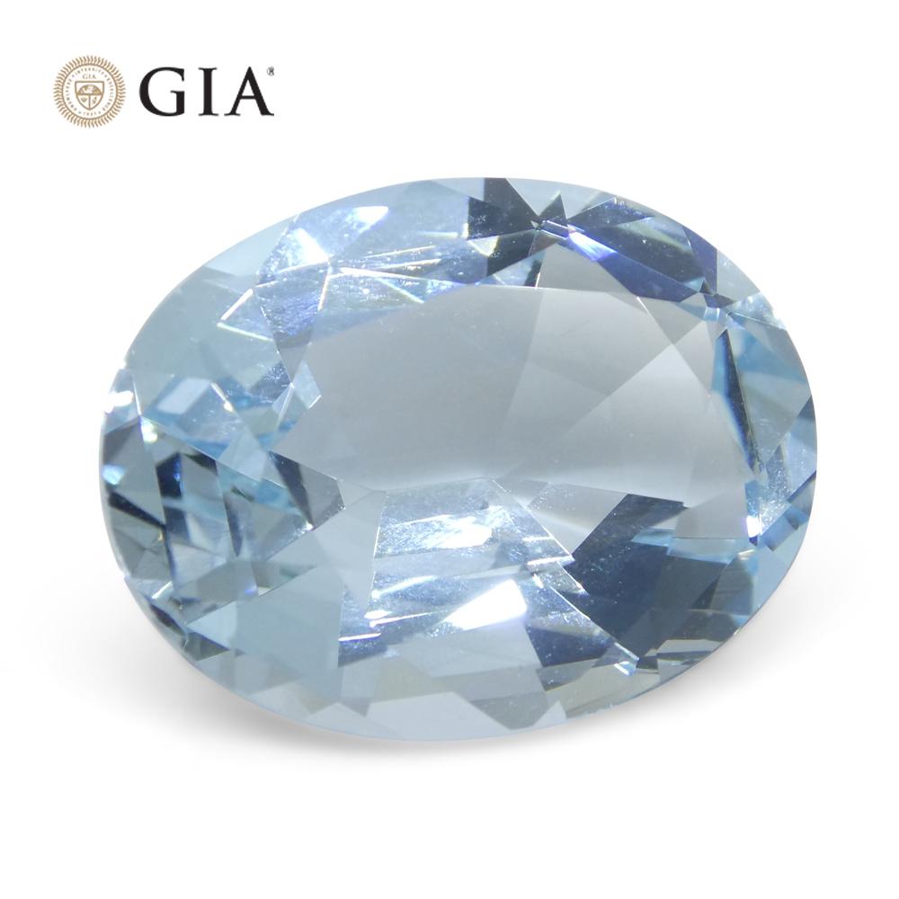 11.16ct Oval Blue Aquamarine GIA Certified Brazil Unheated  For Sale 3