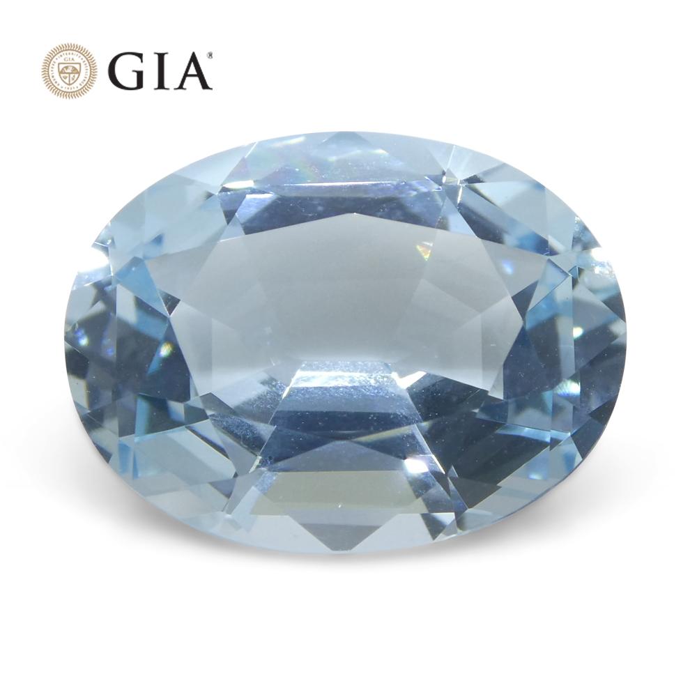 11.16ct Oval Blue Aquamarine GIA Certified Brazil Unheated  For Sale 4