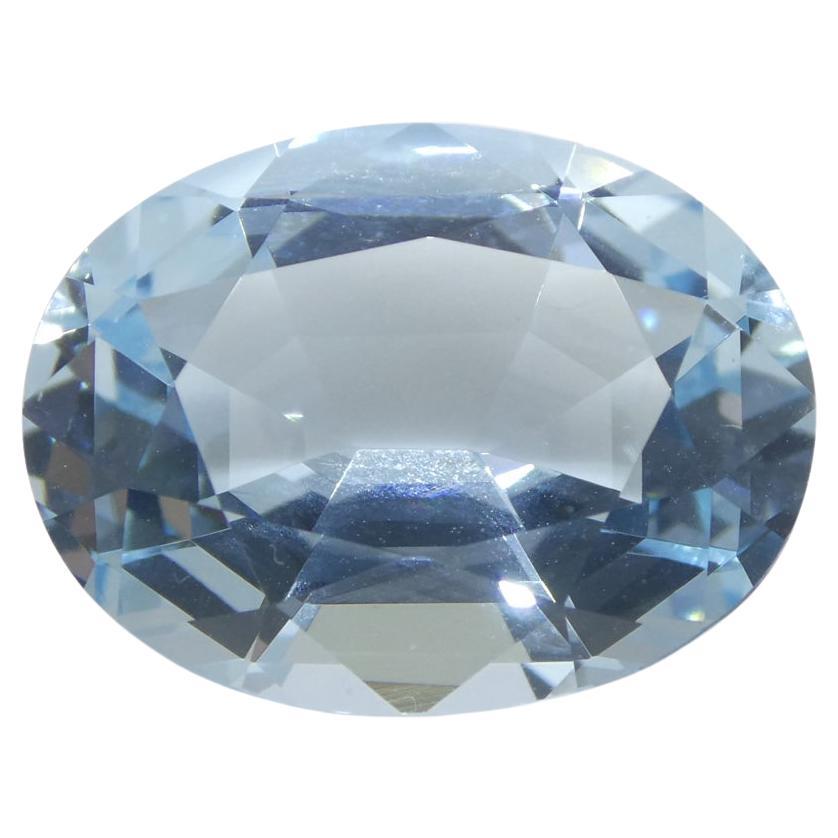 11.16ct Oval Blue Aquamarine GIA Certified Brazil Unheated  For Sale