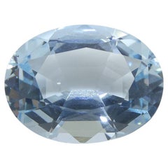 Aigue-marine bleue ovale non chauffée du Brésil 11,16 carats, certifiée GIA 