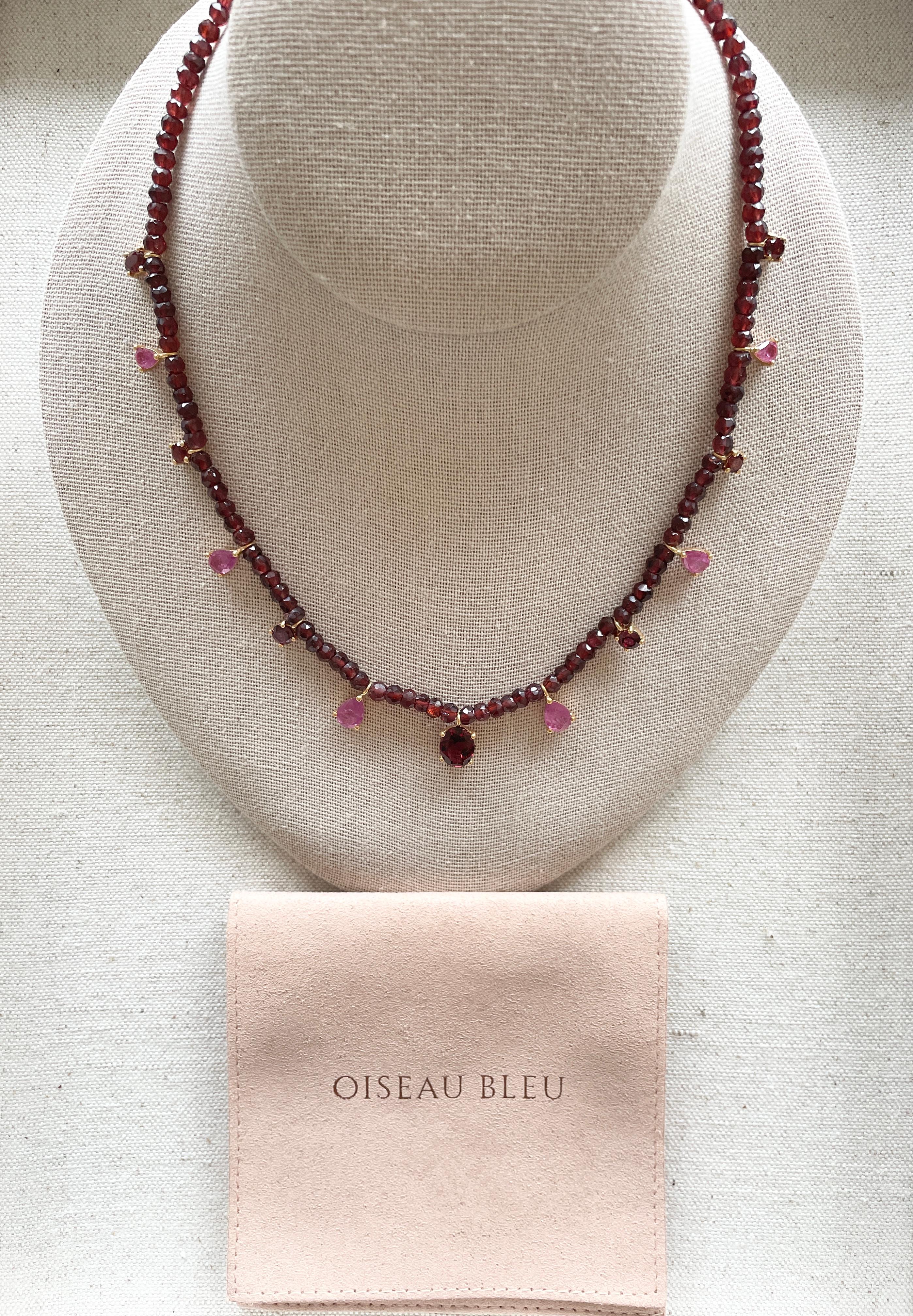 11.17 Carat Ruby and Garnet Gemstone Beaded Necklace  For Sale 2
