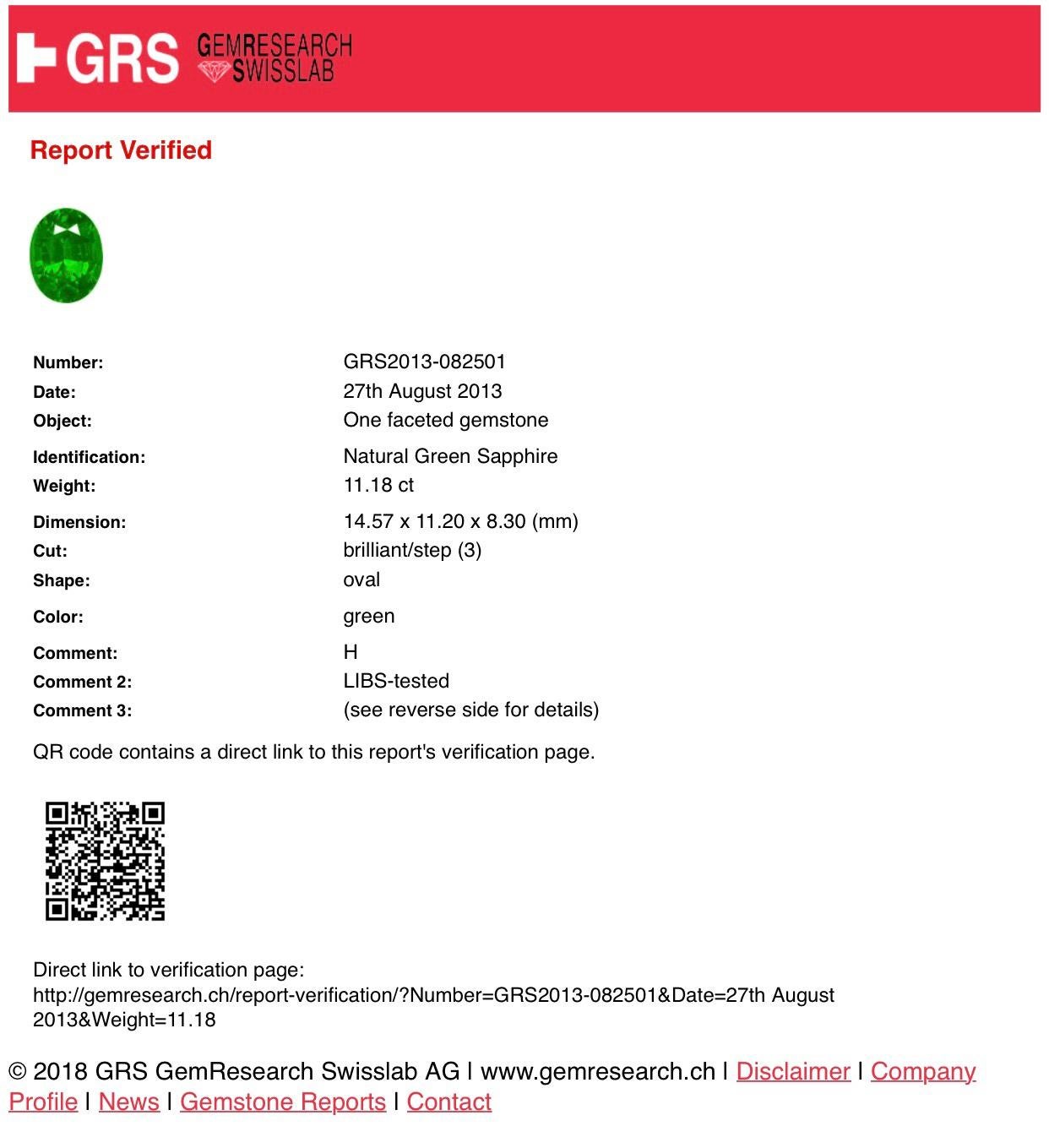 11,18 Karat natürlicher grüner Saphir im Ovalschliff 'GRS' in einem Diamantring mit 0,80 Karat im Angebot 1