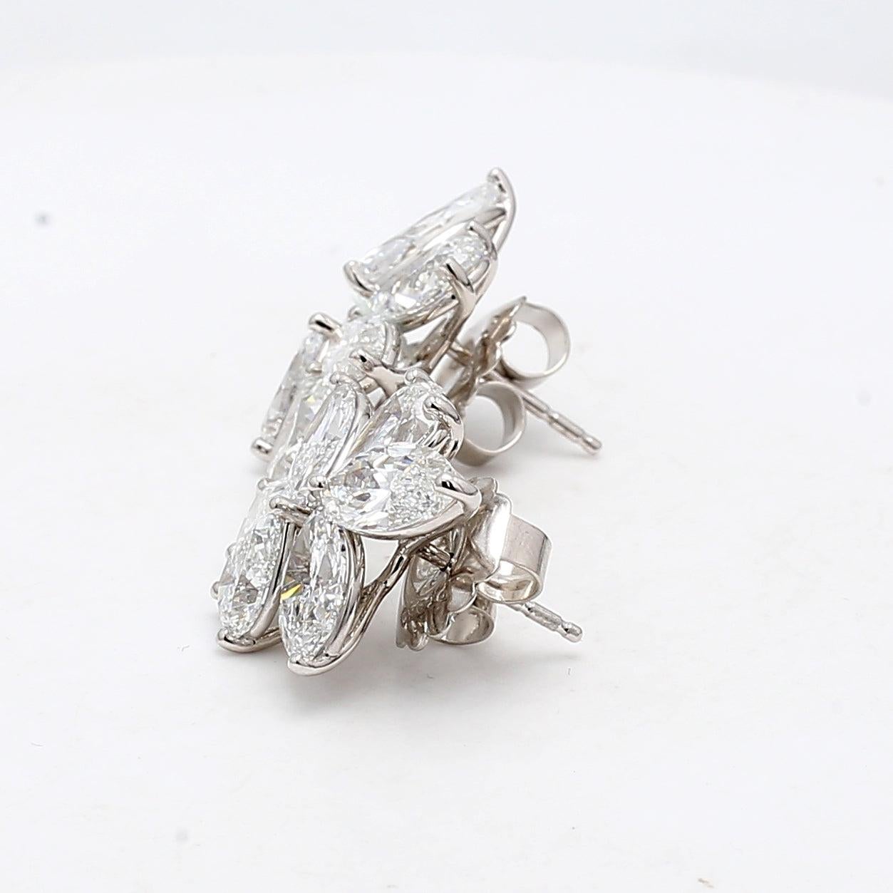 Orecchino a grappolo in platino da 11,19 carati con forma a pera e diamanti marquise D-H VS2-SI2 In condizioni Nuovo in vendita a New York, NY